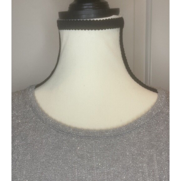 VTG Women’s Alfred Dunner SILVER SPARKLY Long Patterned Sleeve Sweater Large NWT - Picture 4 of 8